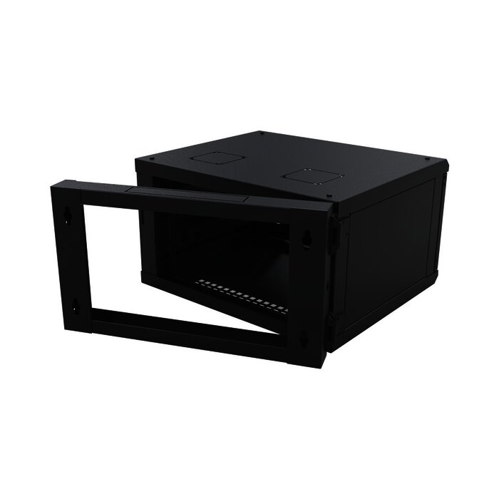Gabinete Abatible de Pared (Con Marco Trasero) con Rack 19" de 6 Unidades. Ventana de Cristal Templado.