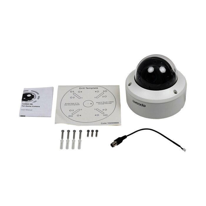 Domo TURBOHD 1080p / METÁLICA / Lente Mot. 2.8 a 12 mm / IR EXIR Inteligente 40 mts / WDR 120 dB / Antivandalica IK10 / Exterior IP66