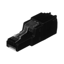 Plug RJ45 UTP, Instalación Recta, Terminación en Campo Certificable, Compatible con Cat5e, Cat6 y Cat6A, Color Negro