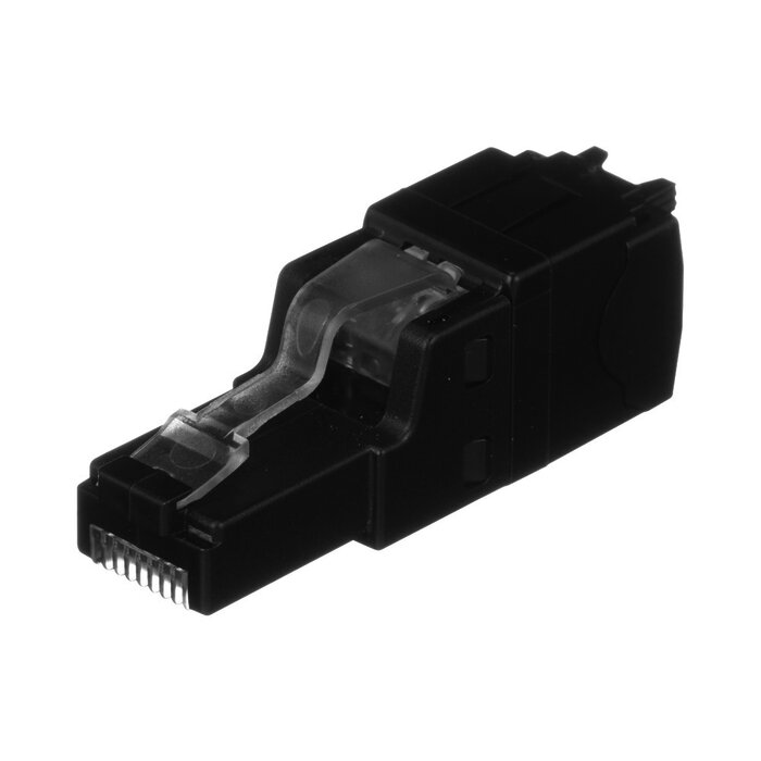 Plug RJ45 UTP, Instalación Recta, Terminación en Campo Certificable, Compatible con Cat5e, Cat6 y Cat6A, Color Negro
