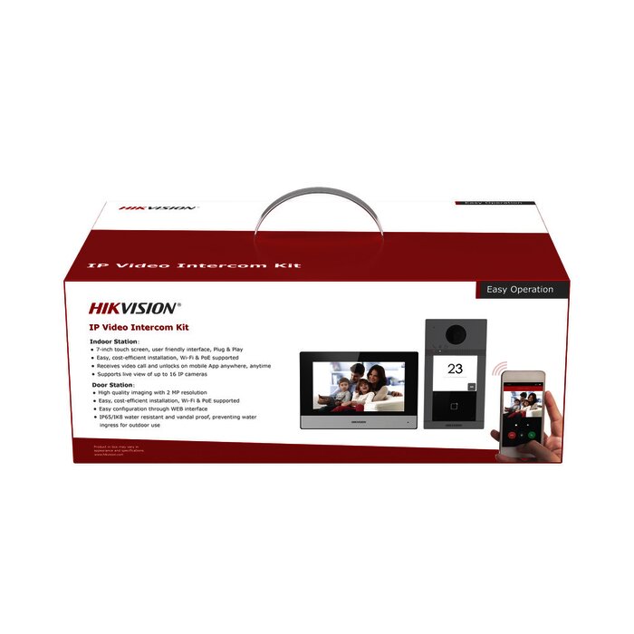 Kit de Videoportero IP WiFi con llamada a App de Smartphone (HikConnect) / Programación por Interfaz Web / Frente de calle IK08 & IP65 / Soporta PoE