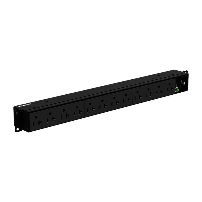 PDU Básico para Distribución de Energía, Con 12 Contactos NEMA 5-20R, Instalación Horizontal de 19in, 1UR, 15 Amp, 120 Vca