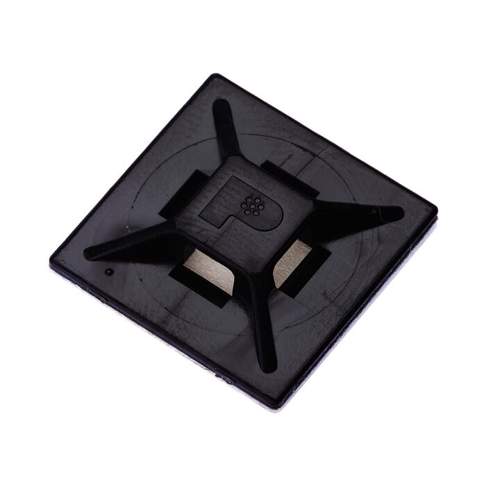 Sujetador Para Cable con Cinchos, de 4 vías, con Adhesivo Acrilico, 25.4 x 25.4mm (1in x 1in), Color Negro, Uso en Exterior, 1 pieza