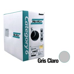 Bobina de Cable UTP de 305 m. de Cobre, NetKey, Gris Claro, Categoría 6 (24 AWG), 1000Mbps, Riser (CMR), de 4 pares