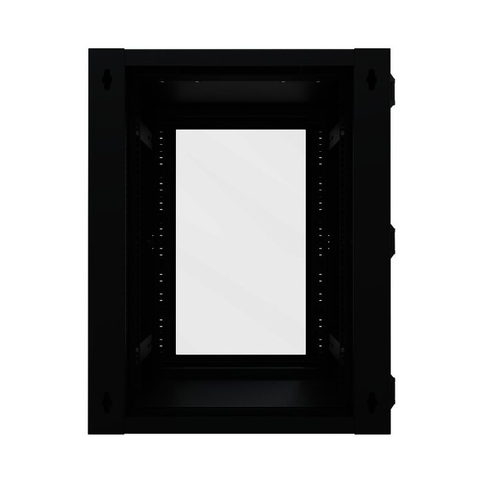 Gabinete Abatible de Pared (Con Marco Trasero) con Rack 19" de 24 Unidades. Ventana de Cristal Templado.
