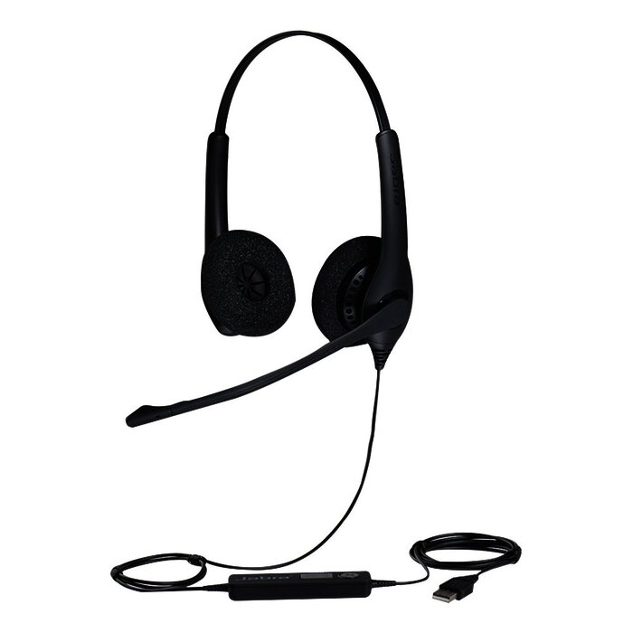 Jabra Biz 1500 Duo, auricular profesional con cancelación de ruido, ideal para contact center con conexión USB (1559-0159)