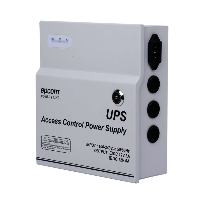 Fuente de alimentación de 1 salida 12 Vcd 5 A / Compatible con batería de respaldo y temporizador integrado / Voltaje de entrada 110 a 246VAC