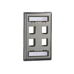 Placa de Pared Vertical, Salida Para 4 Puertos Keystone, Con Espacios Para Etiquetas, de Acero Inoxidable