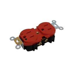 Contacto dúplex aterrizado aislado 15A 127 Vca color rojo