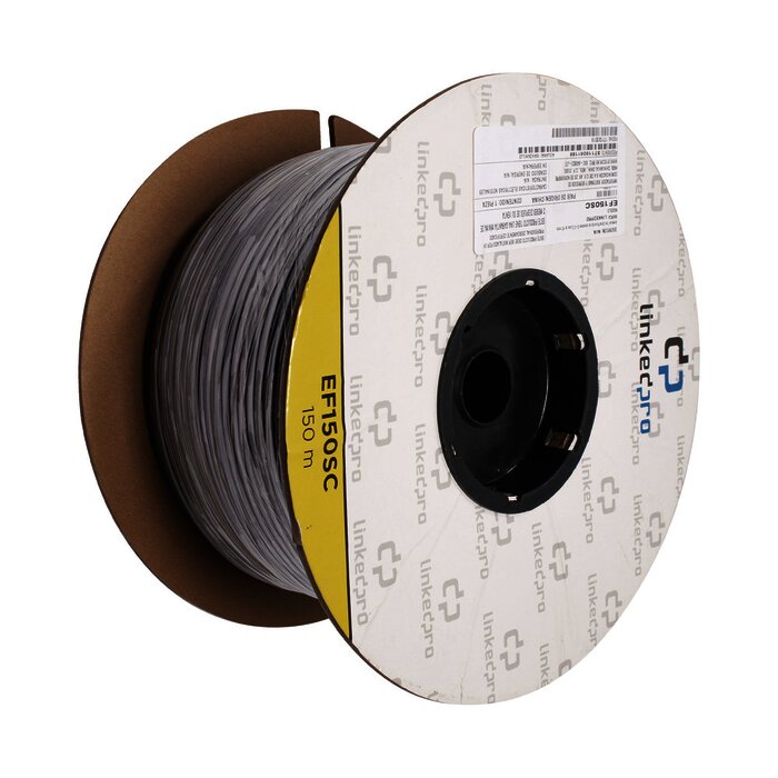 Carrete de Fibra Óptica Monomodo con conectores SC-SC Duplex, Reforzada con Kevlar, de 150 metros