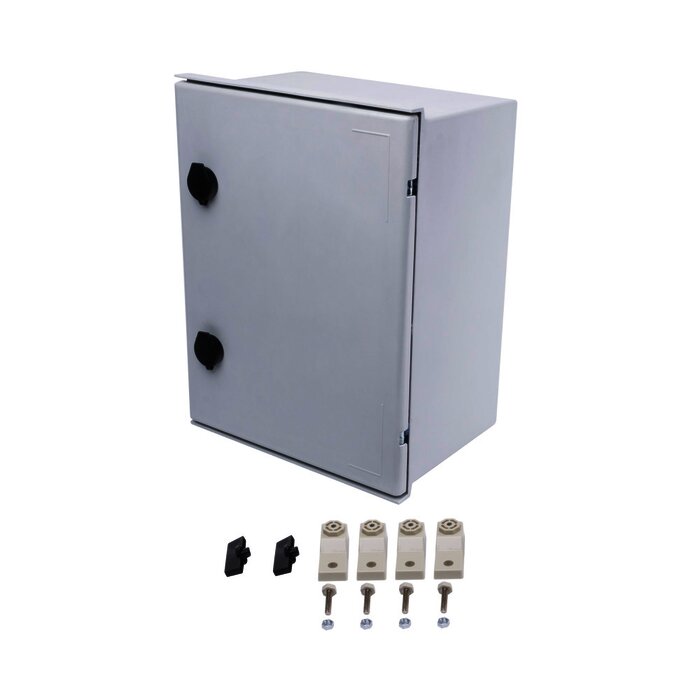 Gabinete de Poliéster IP66 Uso en Intemperie (300 x 400 x 200 mm) con Placa Trasera Interior (Incluye Chapa y Llave).