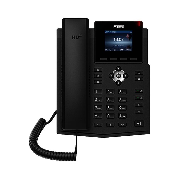 Teléfono IP empresarial para 4 líneas SIP con pantalla LCD de 2.8 pulgadas a color, Opus y conferencia de 3 vías, PoE.