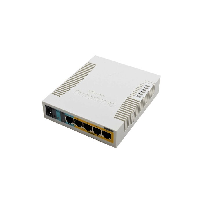 Switch Mikrotik 5 puertos PoE (Pasivo) Gigabit Ethernet y 1 SFP