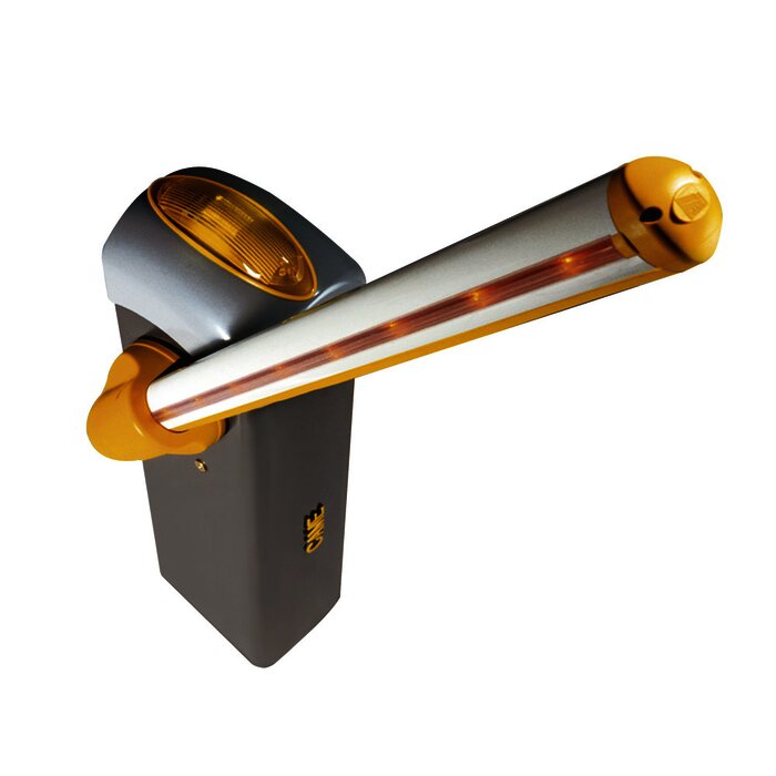 Kit de barrera GARD 4 con mástil Italiano / Izquierda y derecha configurable en campo / Incluye Iluminacion LED Rojo/Verde / Pluma de 3.65 m / Cúpula con iluminación LED / Resorte Rojo CAME