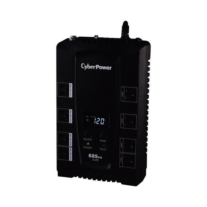 UPS de 685 VA/390 W, Topología Línea Interactiva, Entrada 120 Vca NEMA 5-15P, Tipo Gabinete Compacto, Con 8 Tomas NEMA 5-15R