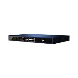 Switch PoE 250 Metros LARGA DISTANCIA / 16 puertos 802.3at (30W) 10/100 Mbps + 2 puertos Gigabit + 2 puertos SFP