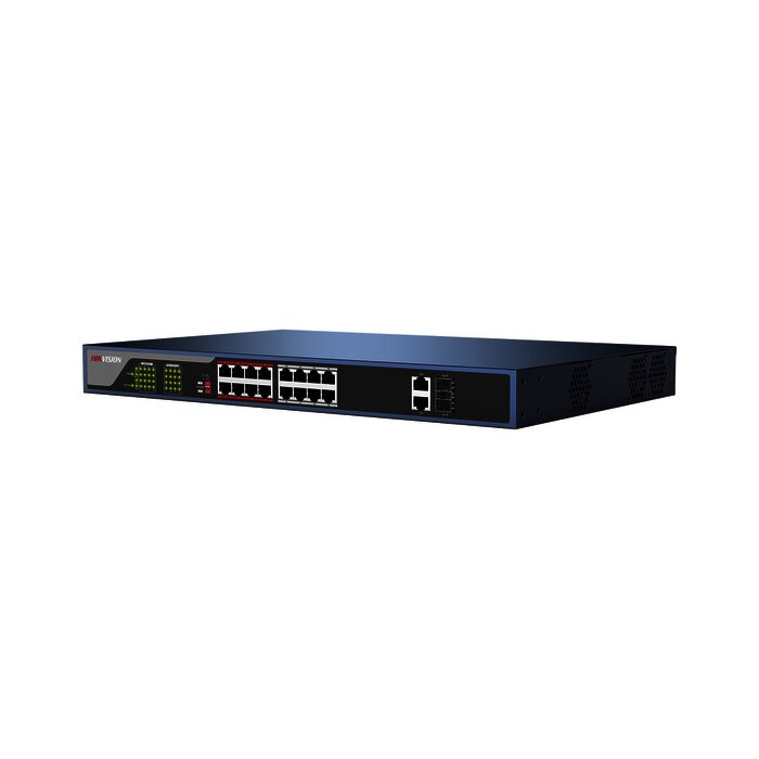 Switch PoE 250 Metros LARGA DISTANCIA / 16 puertos 802.3at (30W) 10/100 Mbps + 2 puertos Gigabit + 2 puertos SFP