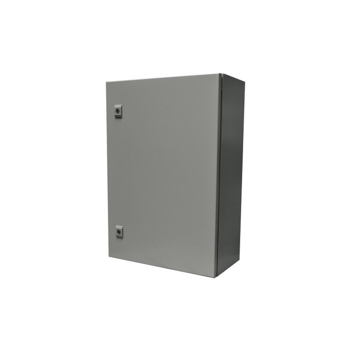 Gabinete de Acero IP66 Uso en Intemperie (500 x 700 x 250 mm) con Placa Trasera Interior y Compuerta Inferior Atornillable (Incluye Chapa y Llave).