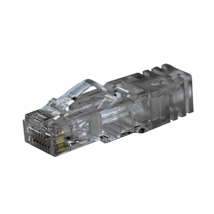 Plug RJ45 Cat6, Para Cable UTP de Calibre 23-24 AWG, Chapado en Oro de 50 micras, Bolsa de 100 piezas