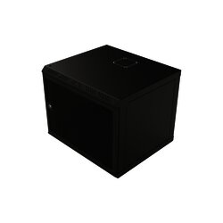 Gabinete con Puerta Ventilada para Montaje en Pared Cuerpo Fijo con Rack 19" de 9 Unidades.