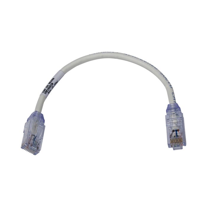Cable de Parcheo UTP, Cat6A, Diámetro Reducido (28 AWG), CM/LSZH, Color Blanco Mate, 8in (20.3cm)
