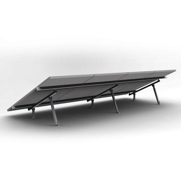 Montaje de aluminio para techo o piso de concreto, de alta resistencia y rápida instalación, arreglo 1x4 módulos fotovoltáicos de 40mm de espesor