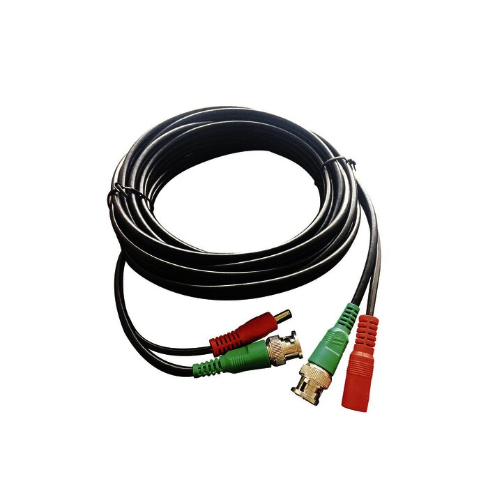 Cable Coaxial armado con conector BNC y Alimentación, longitud de 5m, Optimizado para HD ( TurboHD, HD-SDI, AHD )