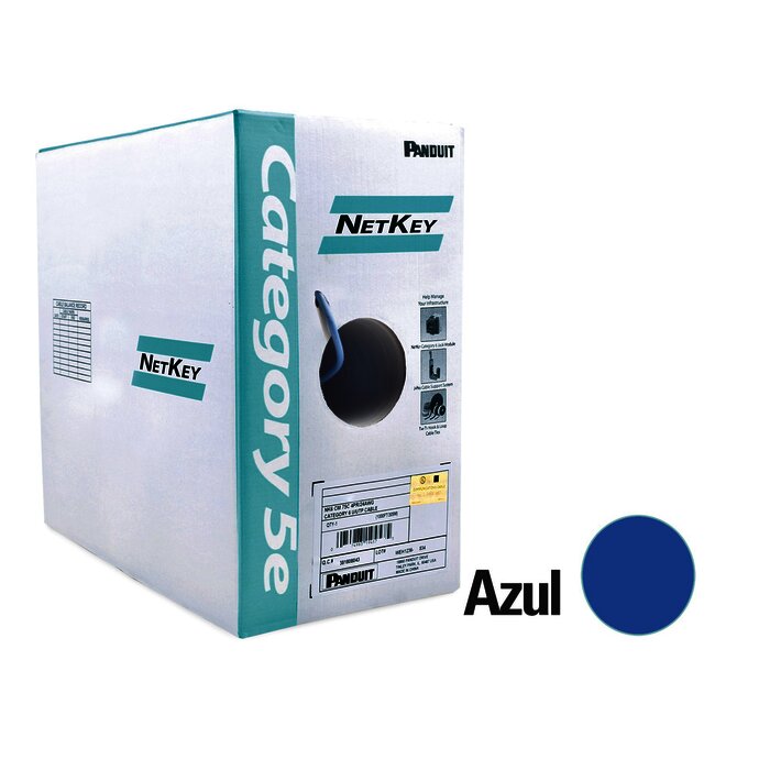 Bobina de cable UTP 305 m. de Cobre, NetKey, Azul, Categoría 5e (24 AWG), PVC (CM), de 4 pares