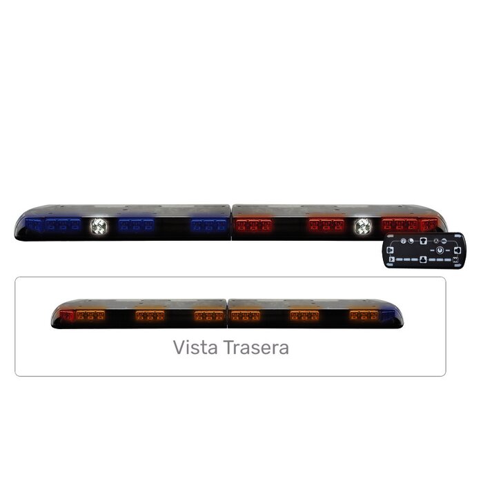 Barra de luces Vantage Ultra Brillante con 64 poderosos LEDs última generación, color Rojo/Azul y Barra de Control de Trafico