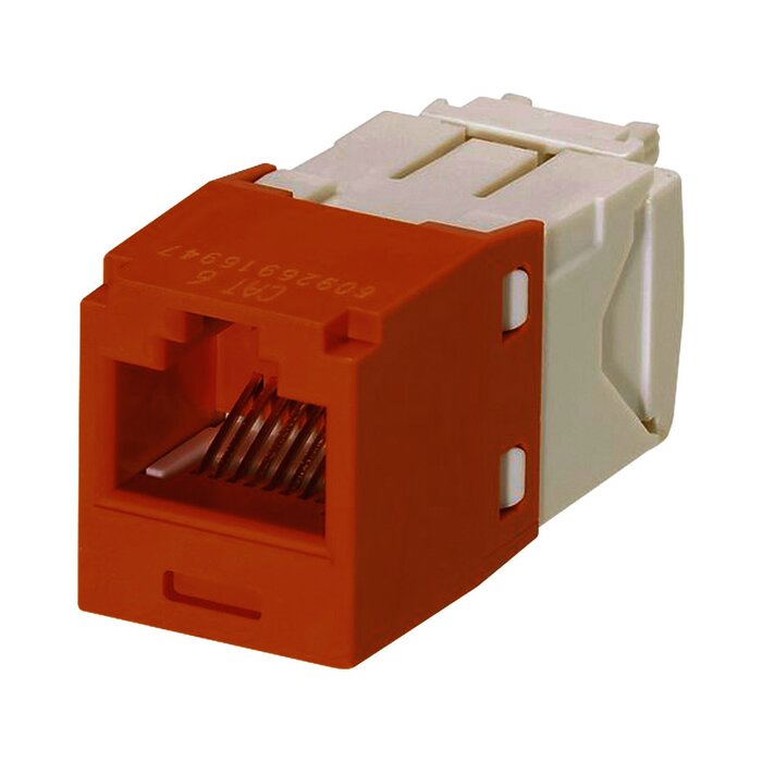 Conector Jack RJ45 Estilo TG, Mini-Com, Categoría 6, de 8 posiciones y 8 cables, Color Naranja