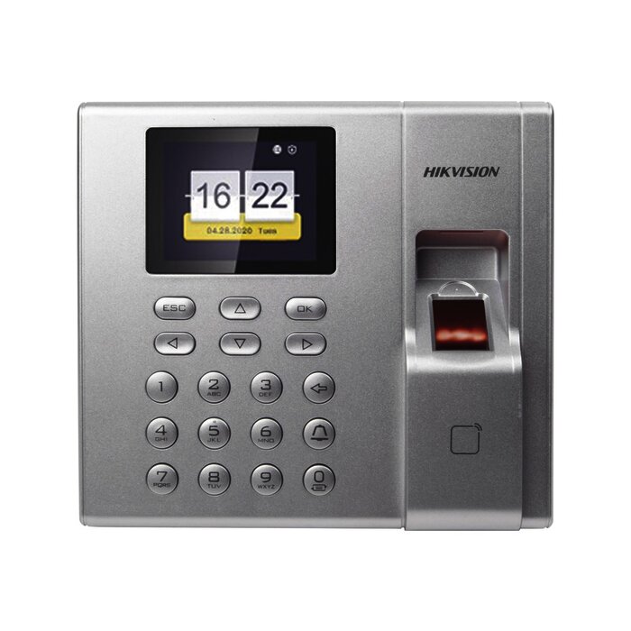 Terminal de Control de Acceso y Asistencia compatible con APP Hik-Connect (P2P) / Lectura de Huella y de Tarjetas EM / Soporta hasta 1000 Huellas / Relevador para Chapa / Software iVMS4200