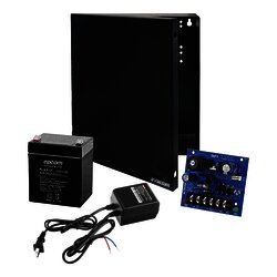 Kit con fuente ALTRONIX con salida de 12 Vcd a 2.5 Amper, incluye transformador y batería de 4.5 Amper