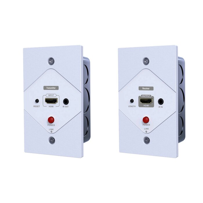 Placa de pared de extensión HDMI sobre Cat6 a 40 metros, con control IR, compatible con HDCP.