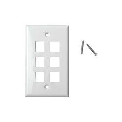 Placa de pared de 6 puertos, Keystone, Color Blanco