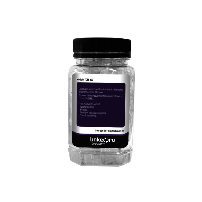 Bote con 100 Piezas de Plug Modular RJ45 Cat6 blindado, chapado de oro a 30 micras para durabilidad extrema SIN PIN DE TIERRA