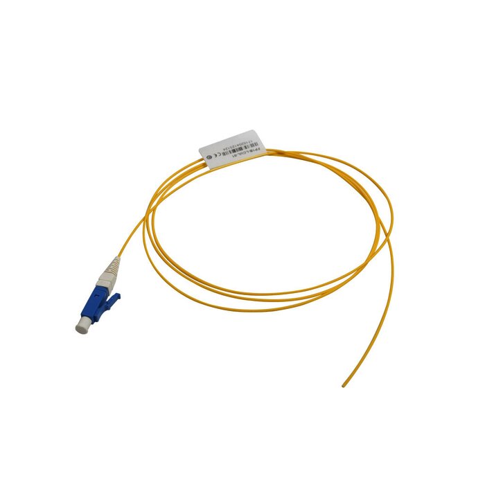 Pigtail de Fibra Óptica LC/UPC Simplex, Monomodo OS1/OS2 XGLO, OFNR, Color Amarillo, 1 Metro