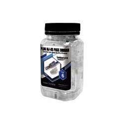 Bote con 50 Plugs Pass through RJ45 Cat6 sin blindaje, con alivio de tensión incluido, chapado de oro a 30 micras para durabilidad extrema