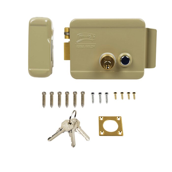 Cerradura Eléctrica / Incluye Llave /Con Botón integrado / Izquierda / Exterior