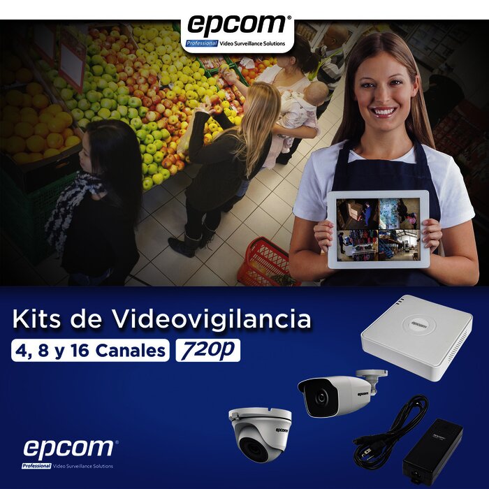 KIT TurboHD 720p / DVR 4 Canales / 2 Cámaras Bala (exterior 2.8 mm) / 2 Cámaras Eyeball (exterior 2.8 mm) / Transceptores / Conectores / Fuente de Poder Profesional