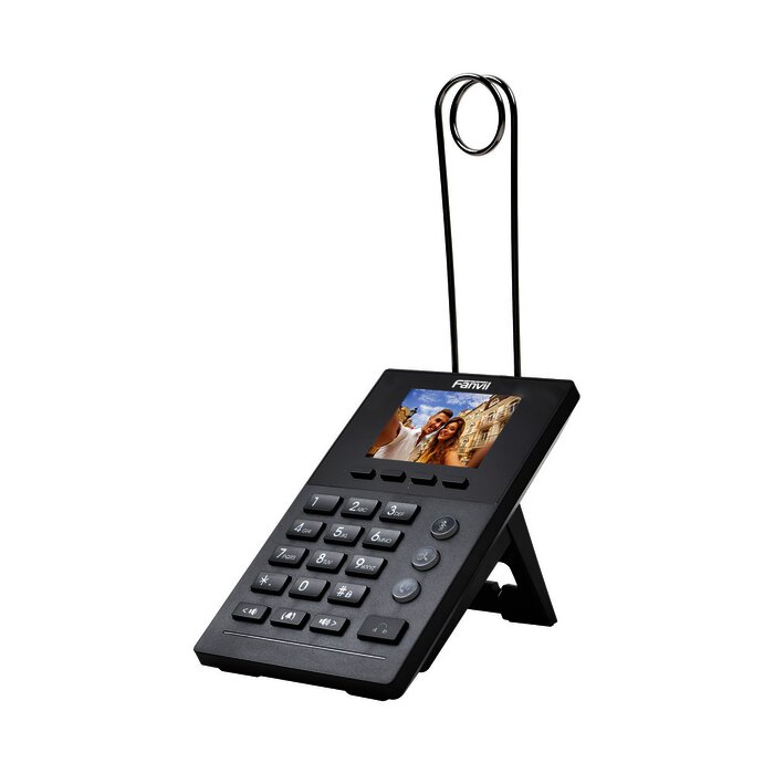 Teléfono IP para Call Center para 2 lineas SIP con soporte para diadema, pantalla LCD de 2.8 pulgadas a color, PoE