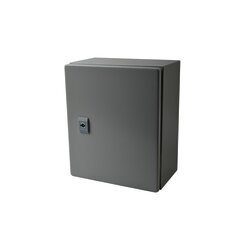 Gabinete de Acero IP66 Uso en Intemperie (250 x 300 x 150 mm) con Placa Trasera Interior y Compuerta Inferior Atornillable (Incluye Chapa y Llave).