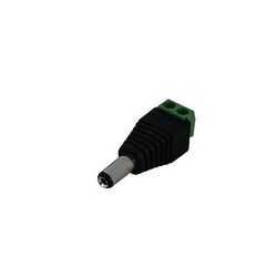 Adaptador tipo jack de 3.5 mm macho polarizado de 12 vcd con terminales de tornillo.