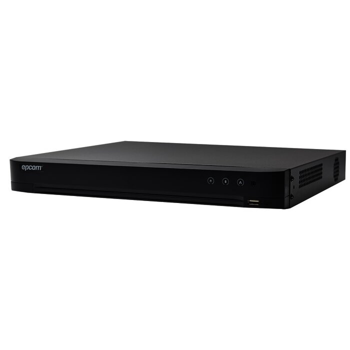 DVR 4 Megapixel / 16 Canales TURBOHD + 8 Canales IP / Detección de Rostros / 1 Bahía de Disco Duro / 16 Canales de Audio / Salida de Vídeo en 4K