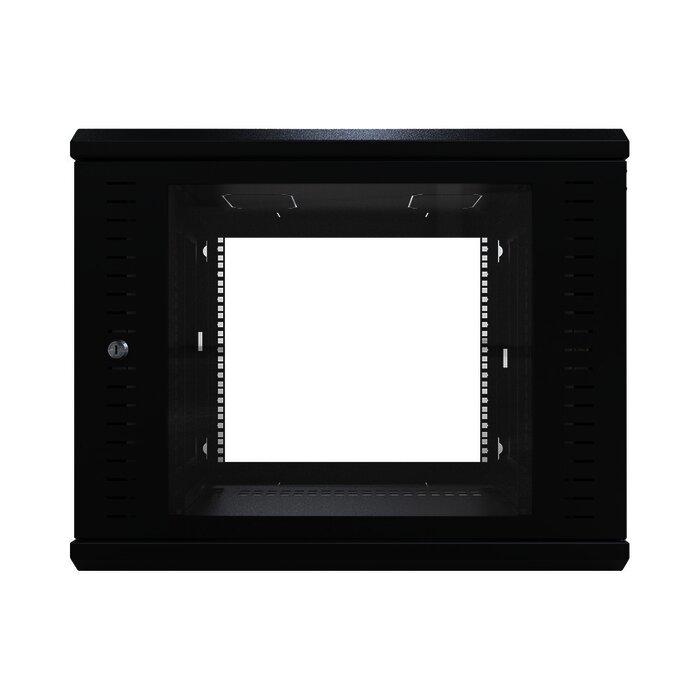 Gabinete para Montaje en Pared, Puerta de Cristal Templado, Cuerpo Fijo con Rack 19" de 9 Unidades