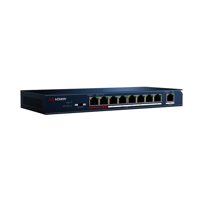 Switch PoE+ No Administrable / Hasta 250 m PoE LARGA DISTANCIA / 8 puertos 802.3af/at (30W) 10/100 Mbps + 1 puerto 10/100