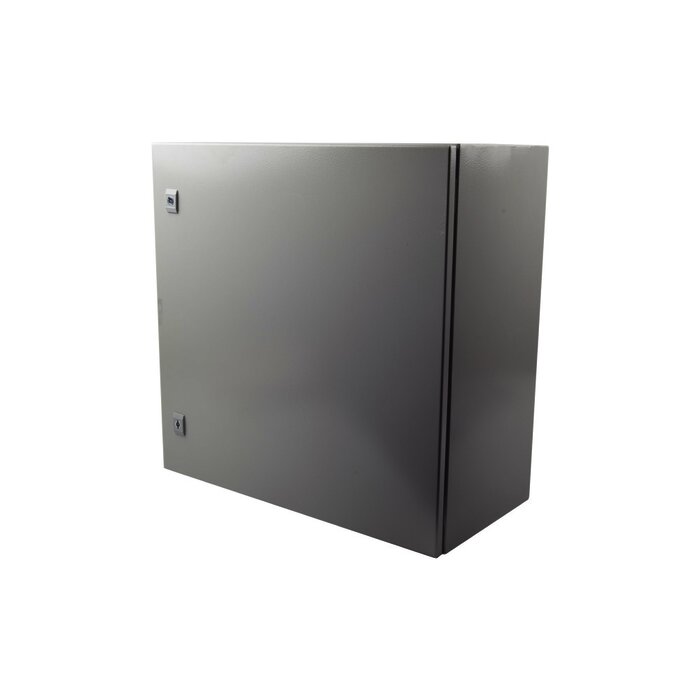 Gabinete de Acero IP66 Uso en Intemperie (600 x 600 x 300 mm) con Placa Trasera Interior y Compuerta Inferior Atornillable (Incluye Chapa y Llave).
