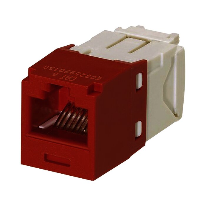 Conector Jack RJ45 Estilo TG, Mini-Com, Categoría 6, de 8 posiciones y 8 cables, Color Rojo