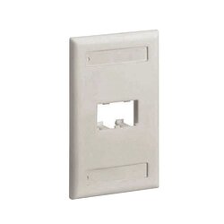 Placa de Pared Vertical Clásica, Salida Para 2 Puertos Mini-Com, Con Espacios Para Etiquetas, Color Blanco Mate