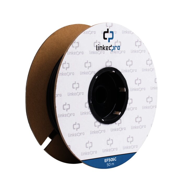 Carrete de Fibra Óptica Monomodo con conectores SC-SC Duplex, Reforzada con Kevlar, de 50 metros