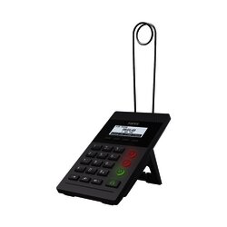 Teléfono IP para Call Center para 2 lineas SIP con soporte para diadema, pantalla 128x48 retro-iluminada, PoE